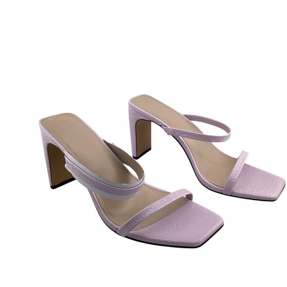 The Drop Heels Size 9.5‎ NWOB Lilac Womens Avery Square Toe Two Strap Sandals - Picture 5 of 9
